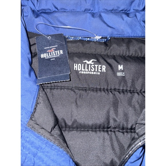 Hollister Blue Full Zip Poly Down Insulated Puffer Vest Mens M Full Zip NWT - Picture 2 of 7